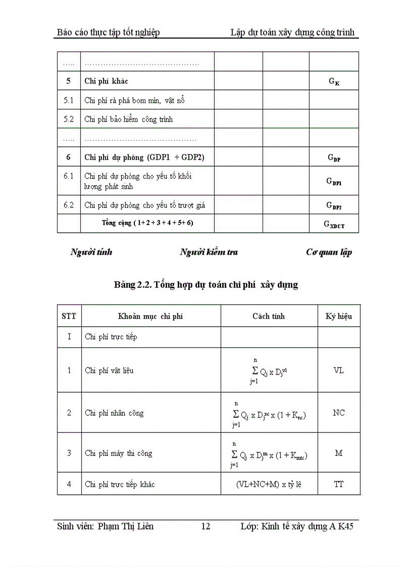 image for page Thực tập tốt nghiệp Lập dự toán xây dựng công trình