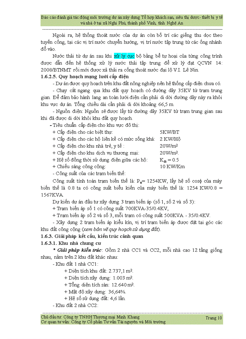 image for page Đánh giá tác động môi trường dự án xây dựng Tổ hợp khách sạn siêu thị dược thiết bị y tế và nhà ở tại xã Nghi Phú
