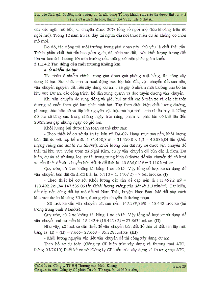 image for page Đánh giá tác động môi trường dự án xây dựng Tổ hợp khách sạn siêu thị dược thiết bị y tế và nhà ở tại xã Nghi Phú