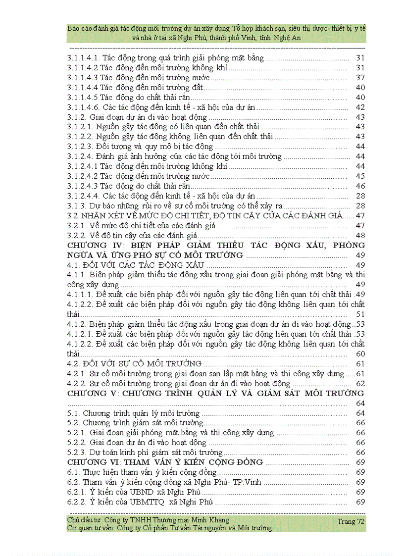 image for page Đánh giá tác động môi trường dự án xây dựng Tổ hợp khách sạn siêu thị dược thiết bị y tế và nhà ở tại xã Nghi Phú