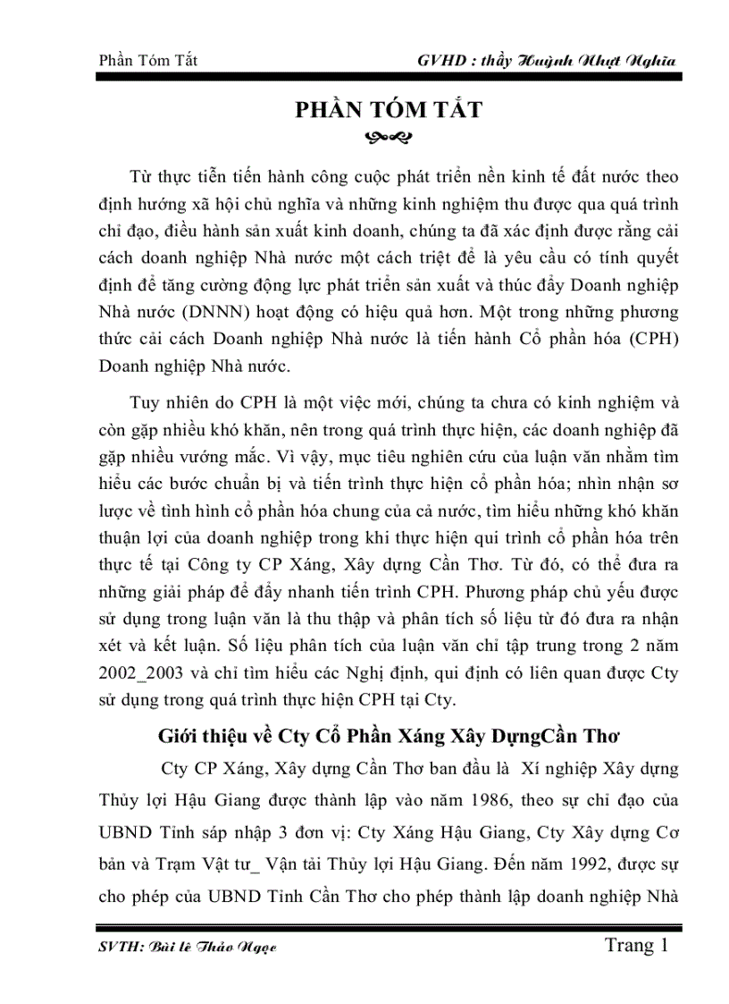 image for page Tìm hiểu qui trình cổ phần hóa doanh nghiệp nhà nước tại công ty cổ phần xáng xây dựng cần thơ