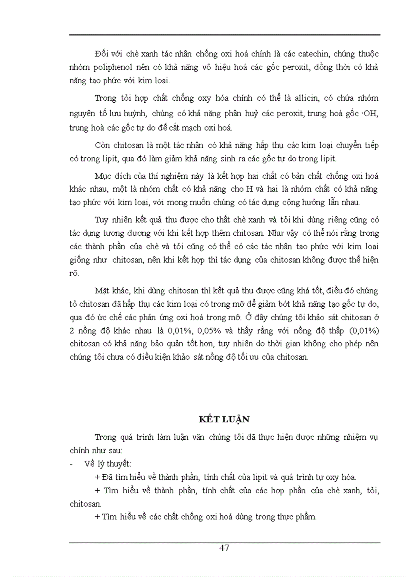 image for page Khảo sát khả năng chống oxi hoá lipit của chè xanh tỏi và chitosan
