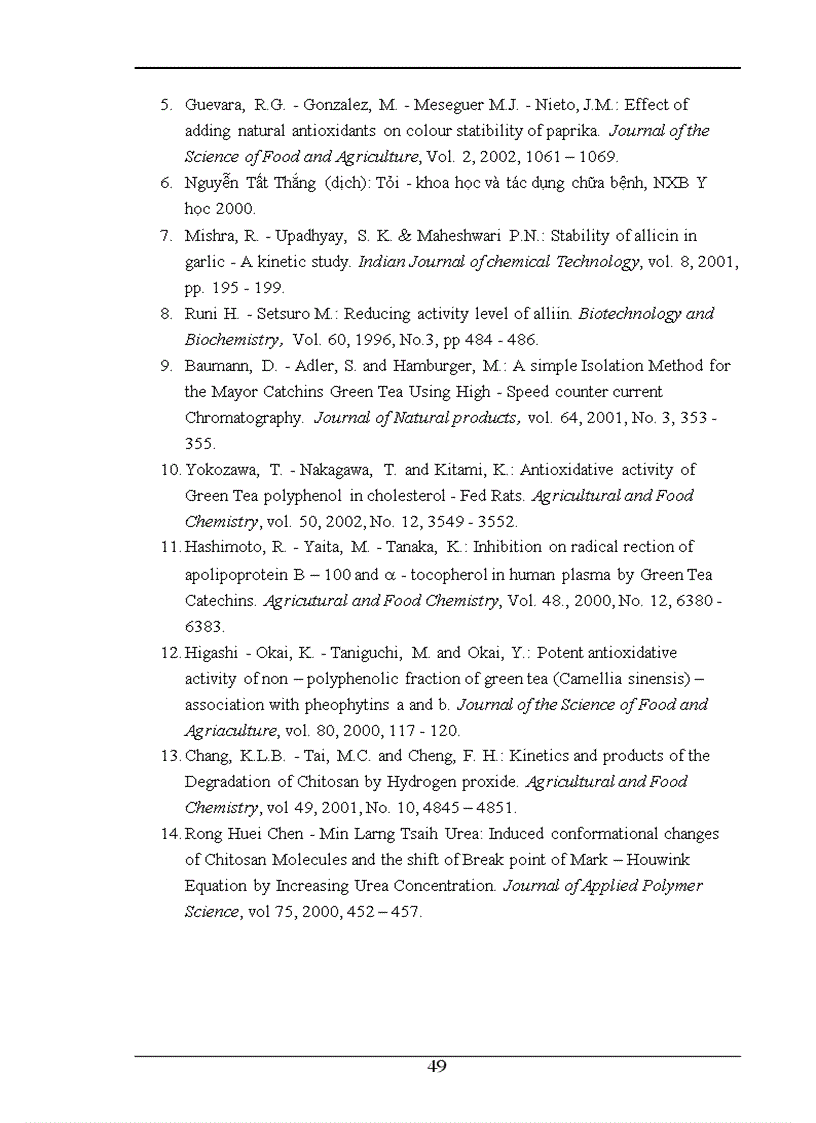 image for page Khảo sát khả năng chống oxi hoá lipit của chè xanh tỏi và chitosan