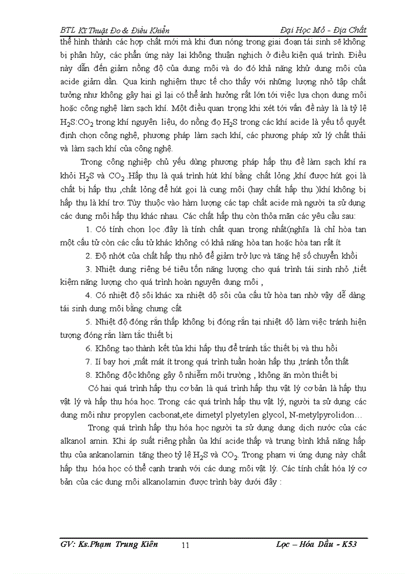 image for page Tìm hiểu quá trình thiết lập sơ đồ đo và điều khiển quá trình công nghệ làm ngọt khí bằng MEA