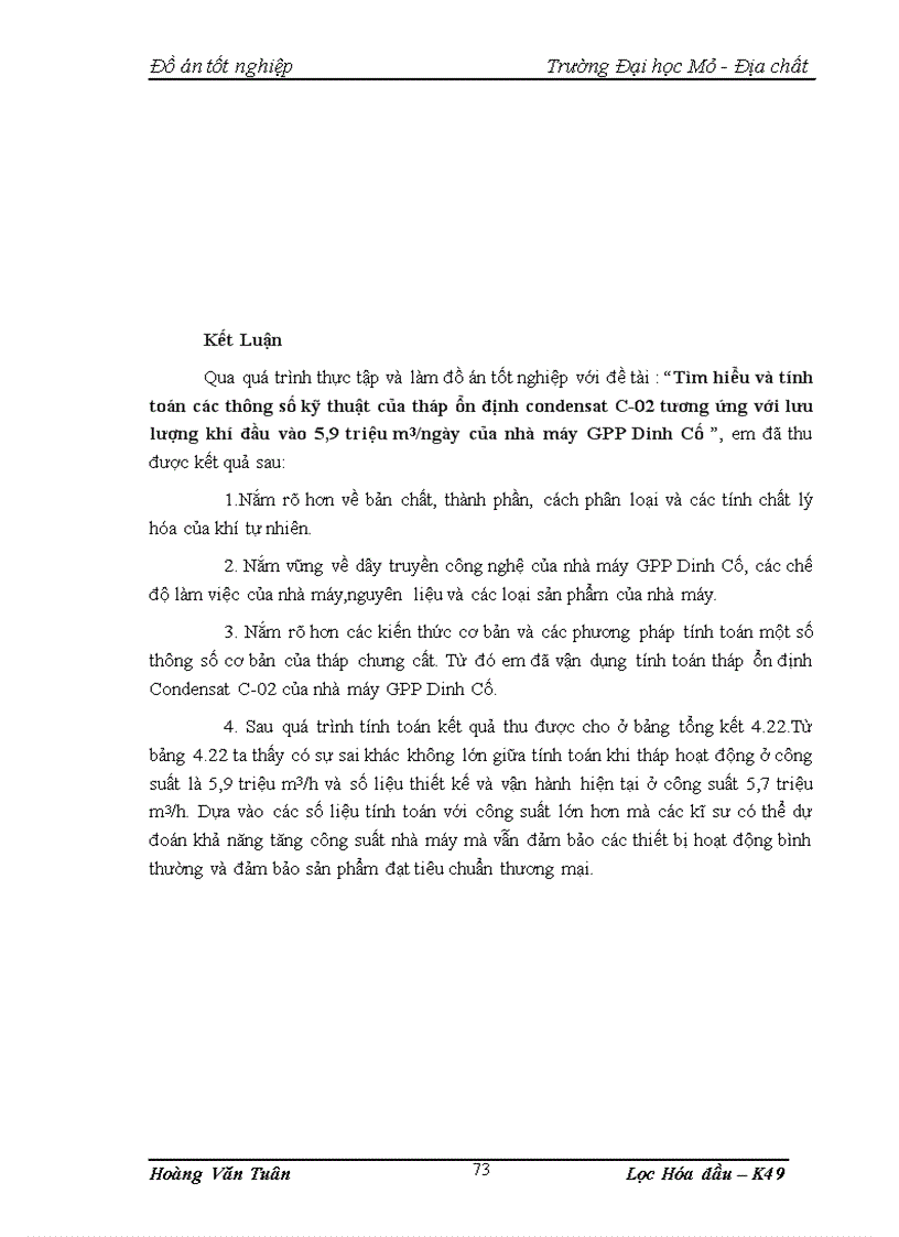 image for page Tìm hiểu và tính toán các thông số kỹ thuật của tháp ổn định condensat C 02 tương ứng với lưu lượng khí đầu vào 5 9 triệu m3 ngày của nhà máy GPP Dinh Cố