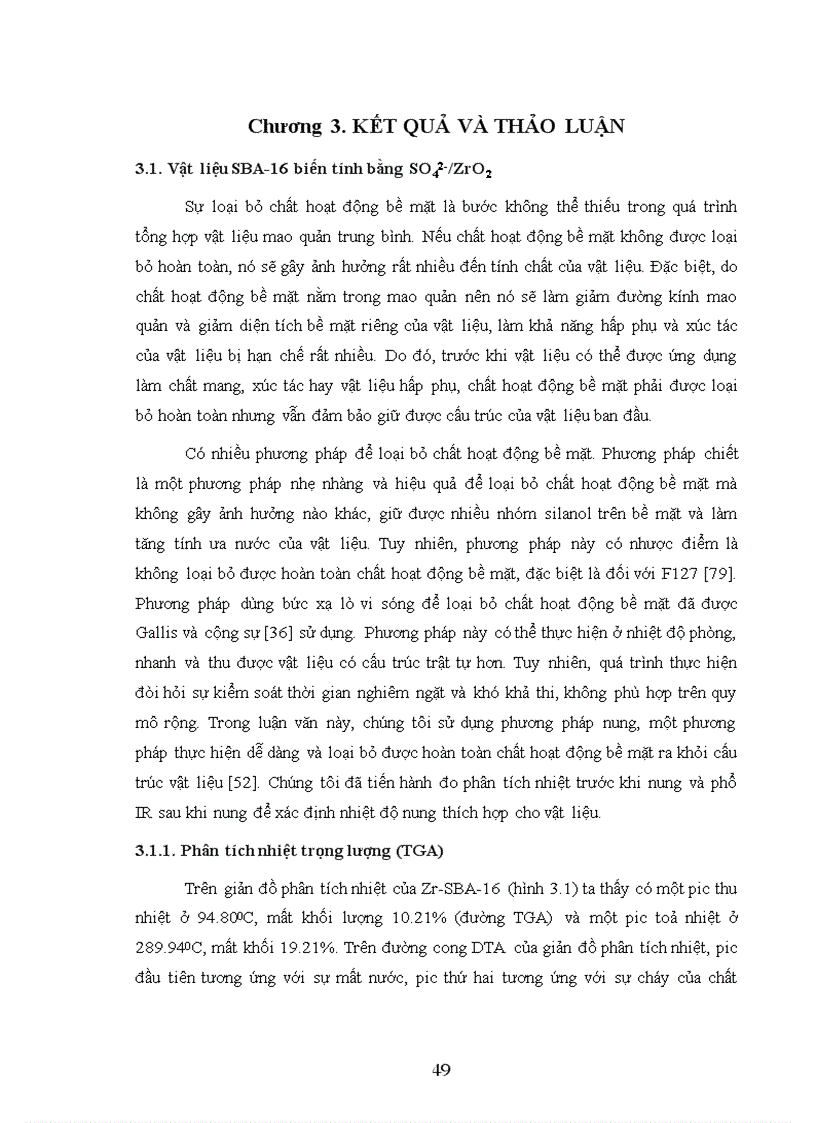 image for page Các phương pháp thực nghiệm vật liệu mao quản trung bình SBA 16 biến tính