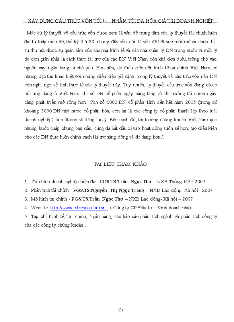 image for page Xây dựng cấu trúc vốn tối ưu nhằm tối đa hóa giá trị của doanh nghiệp tại Công ty Cổ phần Đầu tư Kinh doanh nhà