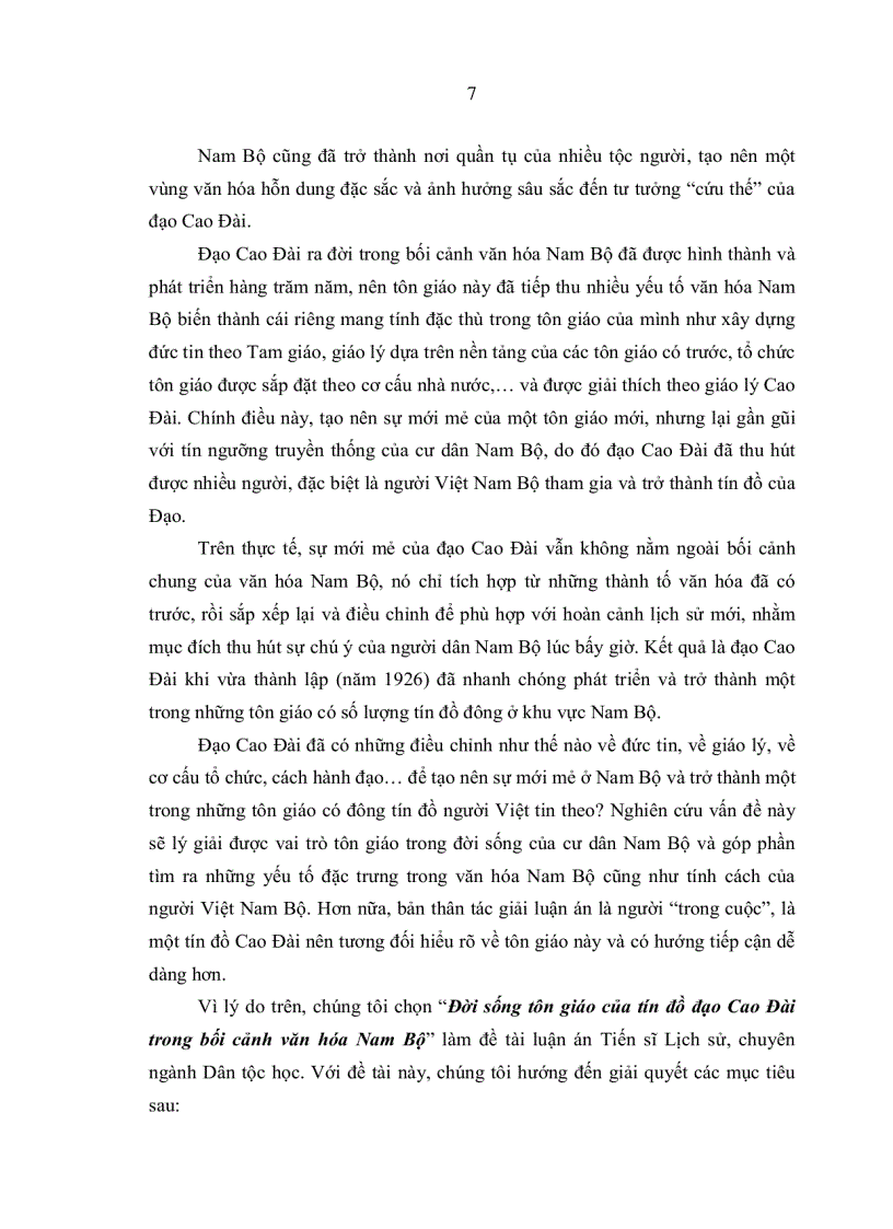 image for page Đời sống tôn giáo của tín đồ đạo Cao Đài trong bối cảnh văn hóa Nam Bộ Luận án tiến sỹ