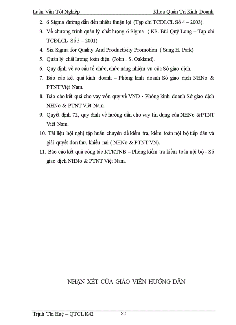image for page Chất lượng dịch vụ tín dụng và triển khai chương trình 6 Sigma nhằm cải tiến chất lượng dịch vụ tín dụng tại Sở giao dịch NHNo PTNT Việt Nam