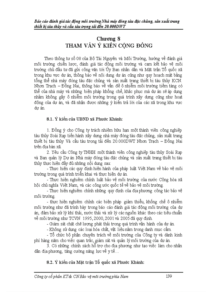 image for page Báo cáo đánh giá tác động môi trường Nhà máy đóng tàu đặc chủng sản xuất trang thiết bị tàu thủy và cầu tàu trọng tải đến 20 000DWT