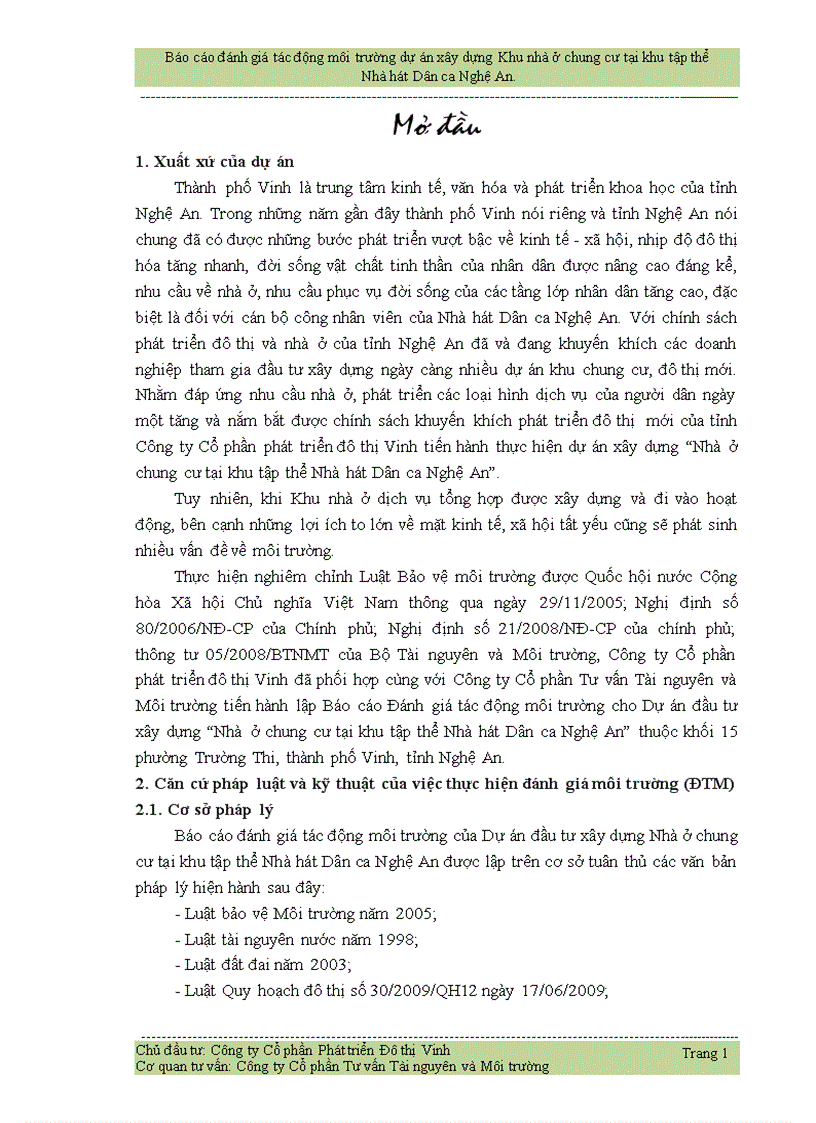image for page Báo cáo đánh giá tác động môi trường dự án xây dựng Khu nhà ở chung cư tại khu tập thể Nhà hát Dân ca Nghệ An 83trang