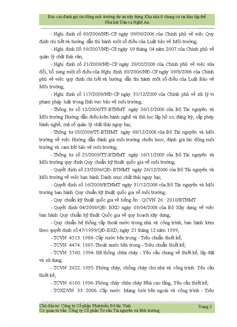 image for page Báo cáo đánh giá tác động môi trường dự án xây dựng Khu nhà ở chung cư tại khu tập thể Nhà hát Dân ca Nghệ An 83trang