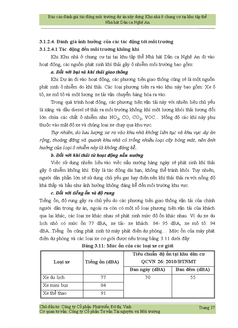image for page Báo cáo đánh giá tác động môi trường dự án xây dựng Khu nhà ở chung cư tại khu tập thể Nhà hát Dân ca Nghệ An 83trang
