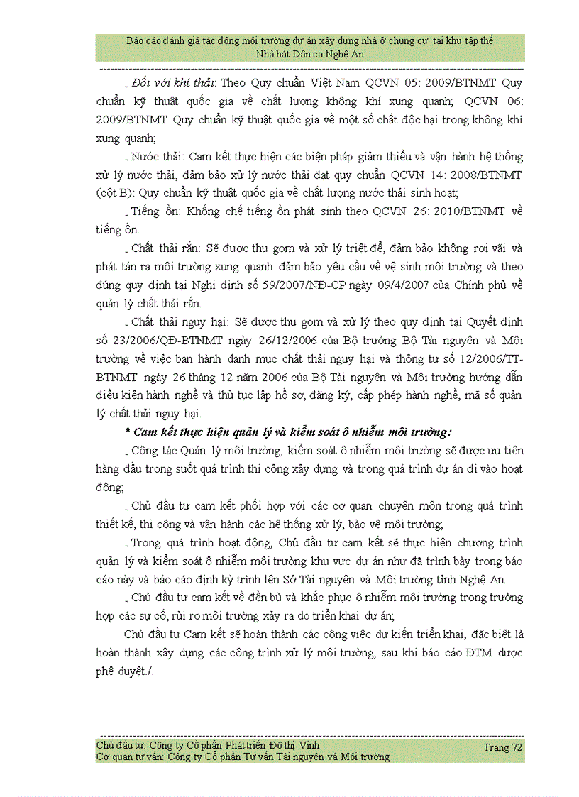 image for page Báo cáo đánh giá tác động môi trường dự án xây dựng Khu nhà ở chung cư tại khu tập thể Nhà hát Dân ca Nghệ An 83trang