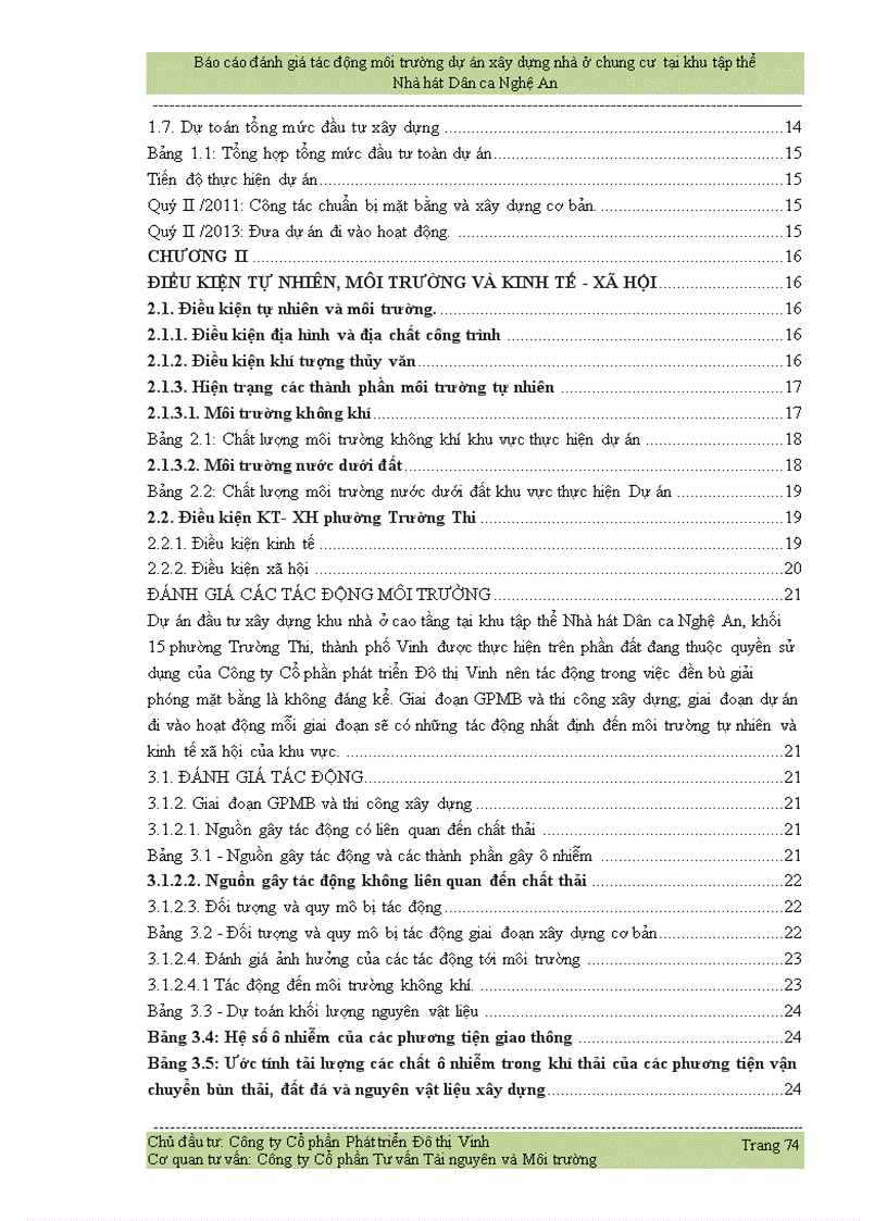 image for page Báo cáo đánh giá tác động môi trường dự án xây dựng Khu nhà ở chung cư tại khu tập thể Nhà hát Dân ca Nghệ An 83trang