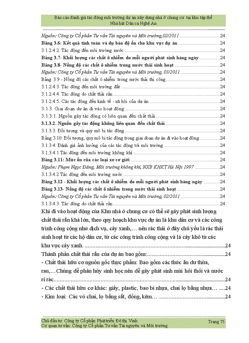 image for page Báo cáo đánh giá tác động môi trường dự án xây dựng Khu nhà ở chung cư tại khu tập thể Nhà hát Dân ca Nghệ An 83trang