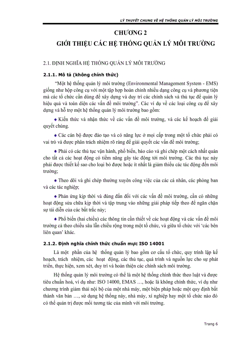 image for page Lý thuyết chung về hệ thống quản lý môi trường