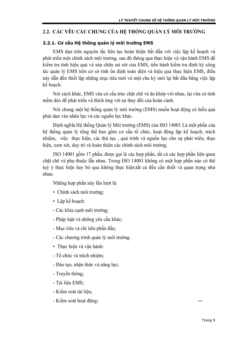 image for page Lý thuyết chung về hệ thống quản lý môi trường