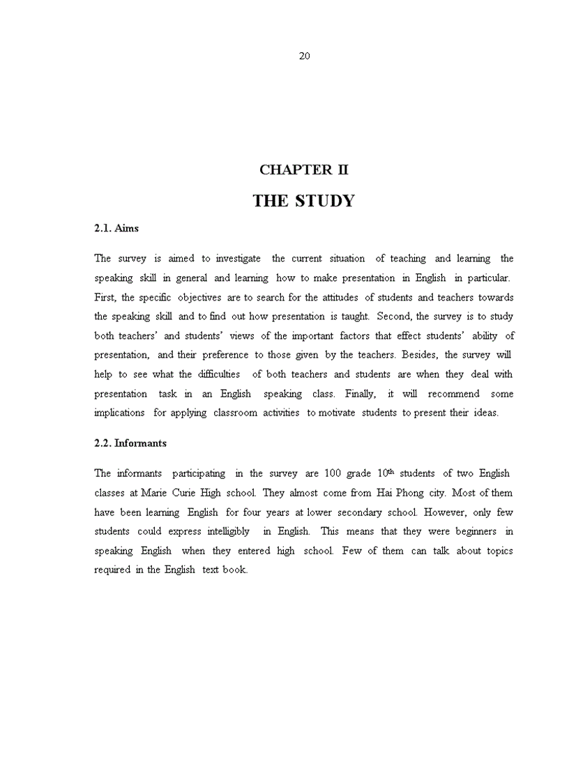image for page Các hoạt động trong lớp học để khuyến khích khả năng trình bày tiếng Anh của học sinh lớp 10 trường THPT Marie Curie Hải Phòng luận văn tiếng Anh