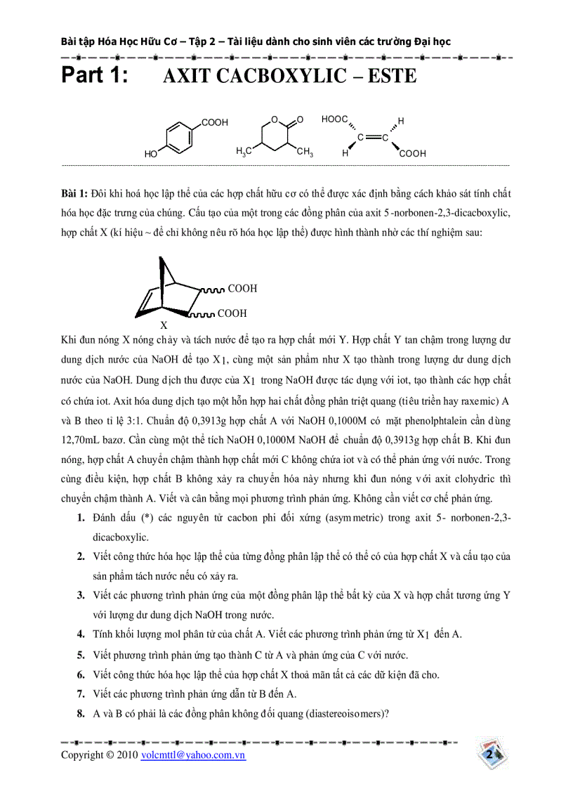 Bài tập Hóa học hữu cơ Tập 2
