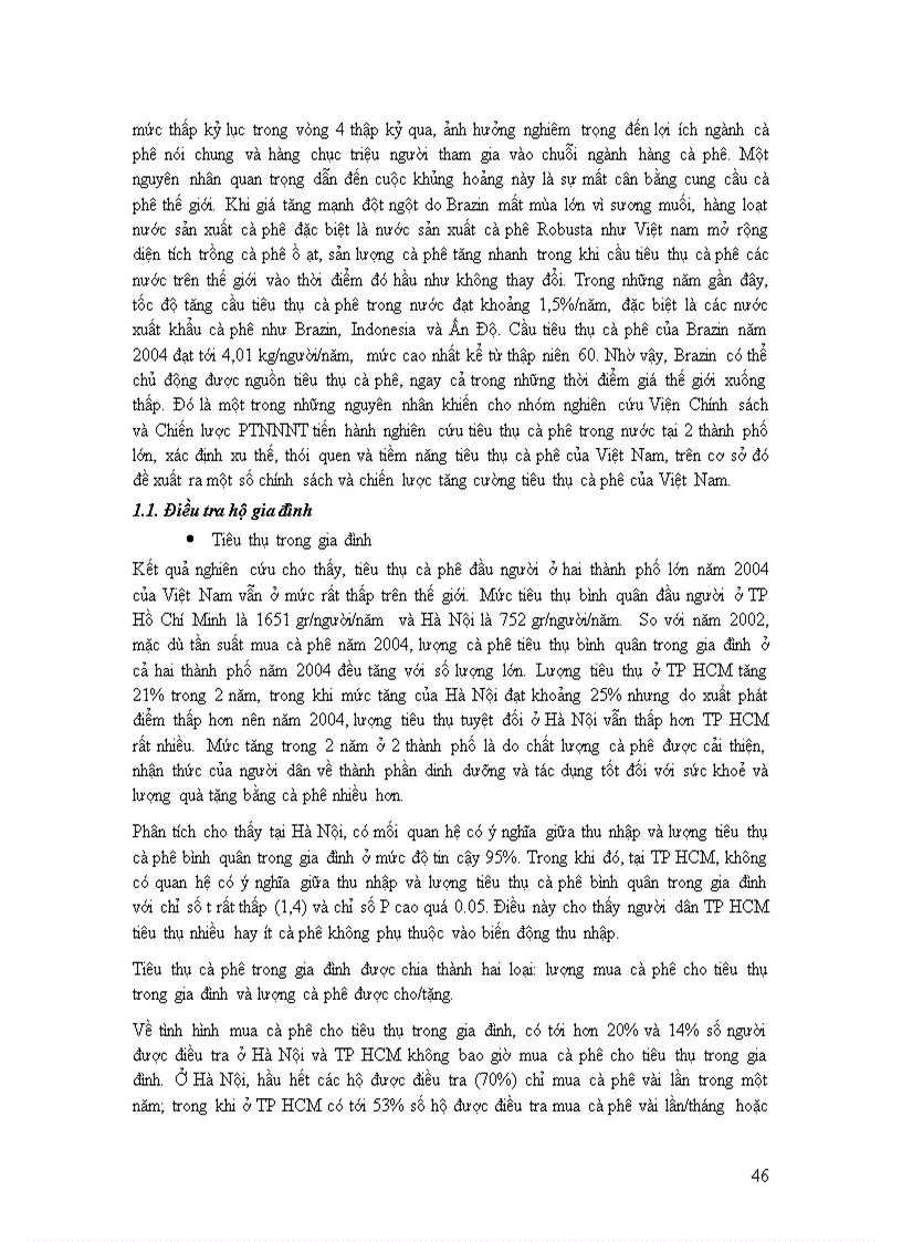 image for page Nghiên cứu tiêu thụ cà phê trong nước tại Hà Nội và TP Hồ Chí Minh