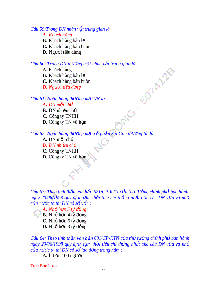 image for page Câu hỏi và đáp án môn quản trị kinh doanh 245 câu hỏi