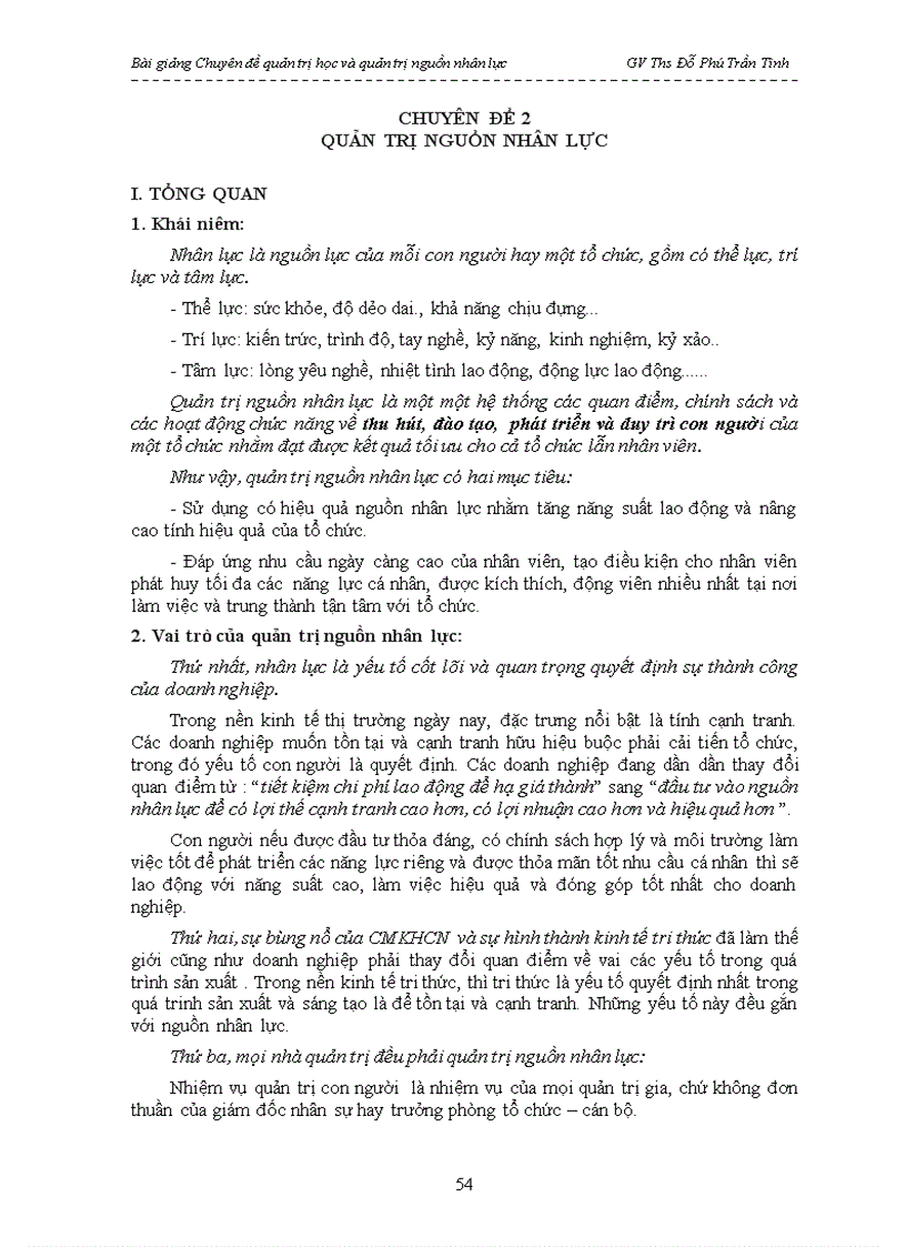 image for page Bài giảng Chuyên đề quản trị học và quản trị nguồn nhân lực