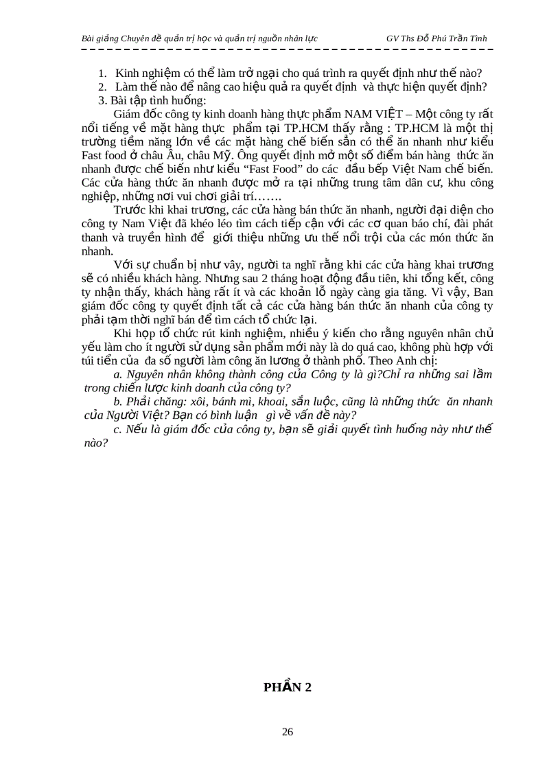 image for page Bài giảng Chuyên đề quản trị học và quản trị nguồn nhân lực