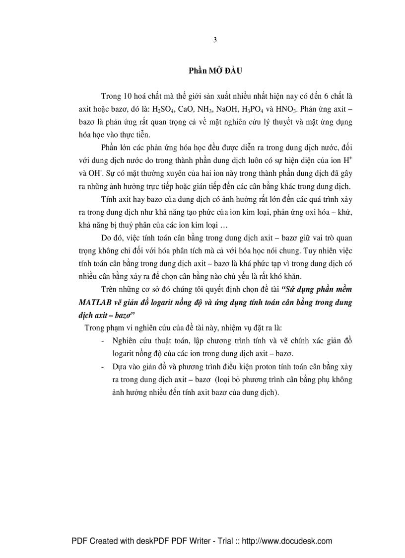 image for page Sử dụng phần mềm Matlab để vẽ giản đồ Logarit nồng độ và ứng dụng tính toán cân bằng trong dung dịch Axit Bazơ