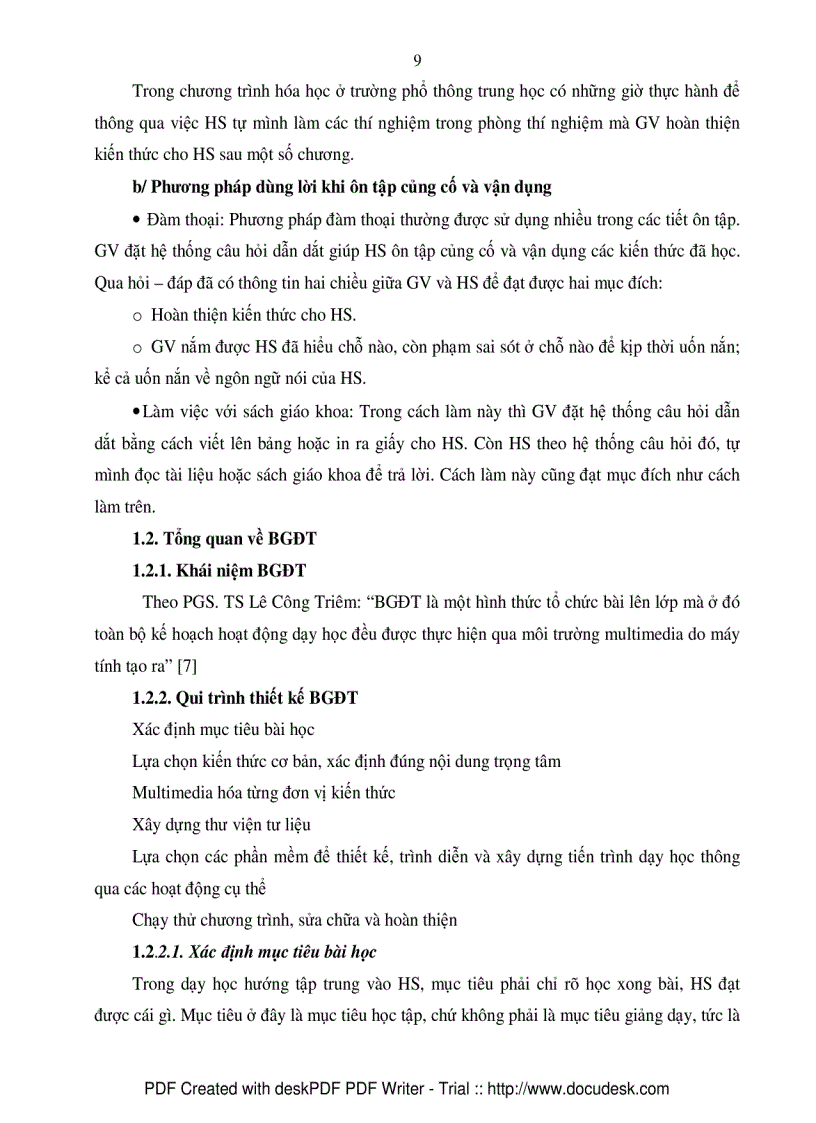 Sử dụng bài giảng điện tử trong dạy học hóa học phổ thông