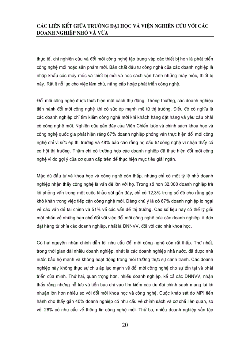 image for page Các liên kết giữa trường đại học và viện nghiên cứu với các doanh nghiệp nhỏ vμ vừa