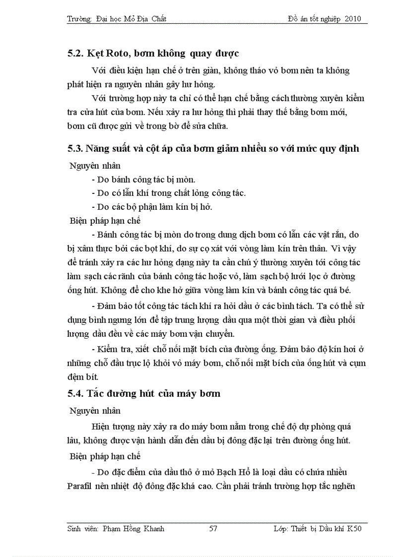 image for page Cấu tạo quy trình vận hành bảo dưỡng sửa chữa bơm ly tâm vận chuyển dầu NPS 65 35 500 tại mỏ Bạch Hổ với chuyên đề Một số hư hỏng và biện pháp hạn chế