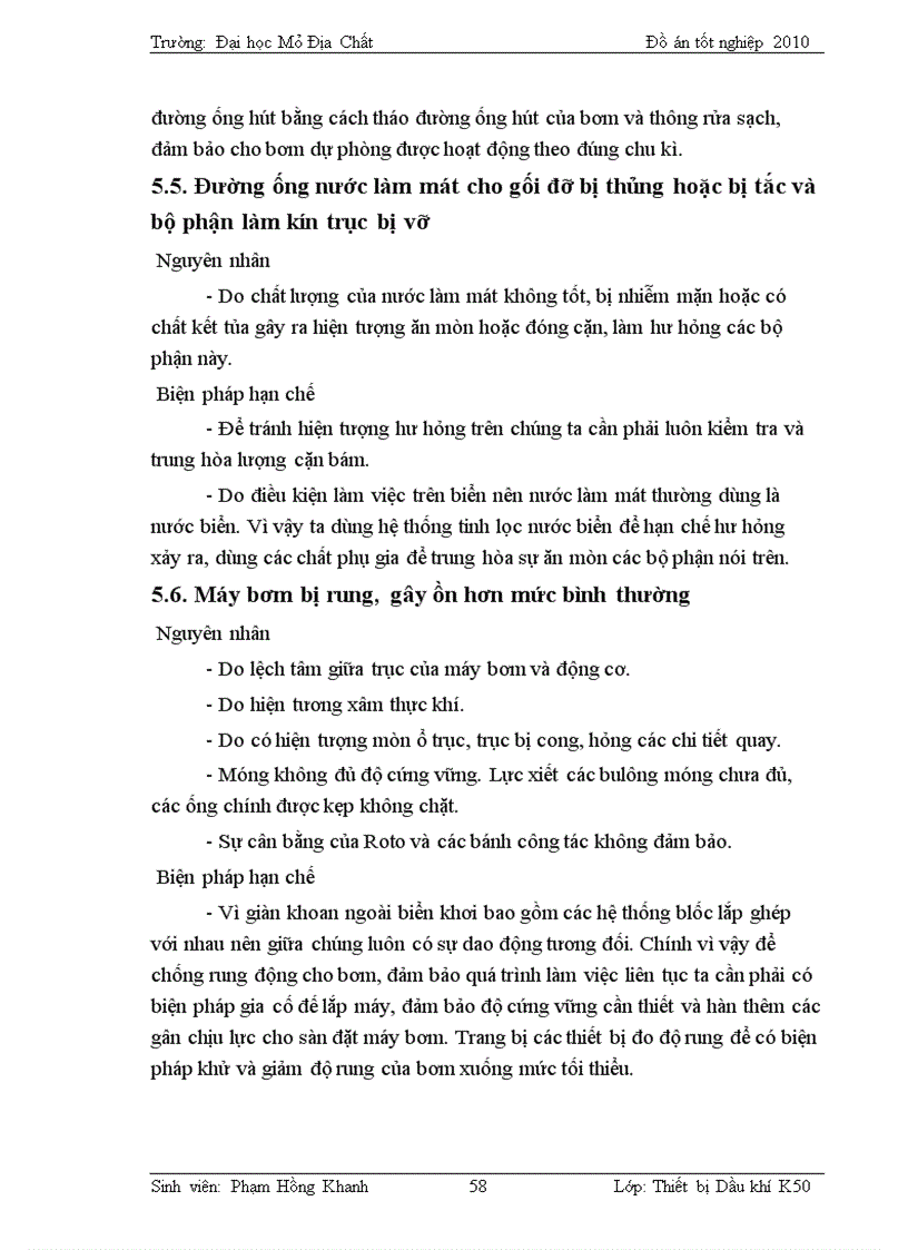 image for page Cấu tạo quy trình vận hành bảo dưỡng sửa chữa bơm ly tâm vận chuyển dầu NPS 65 35 500 tại mỏ Bạch Hổ với chuyên đề Một số hư hỏng và biện pháp hạn chế