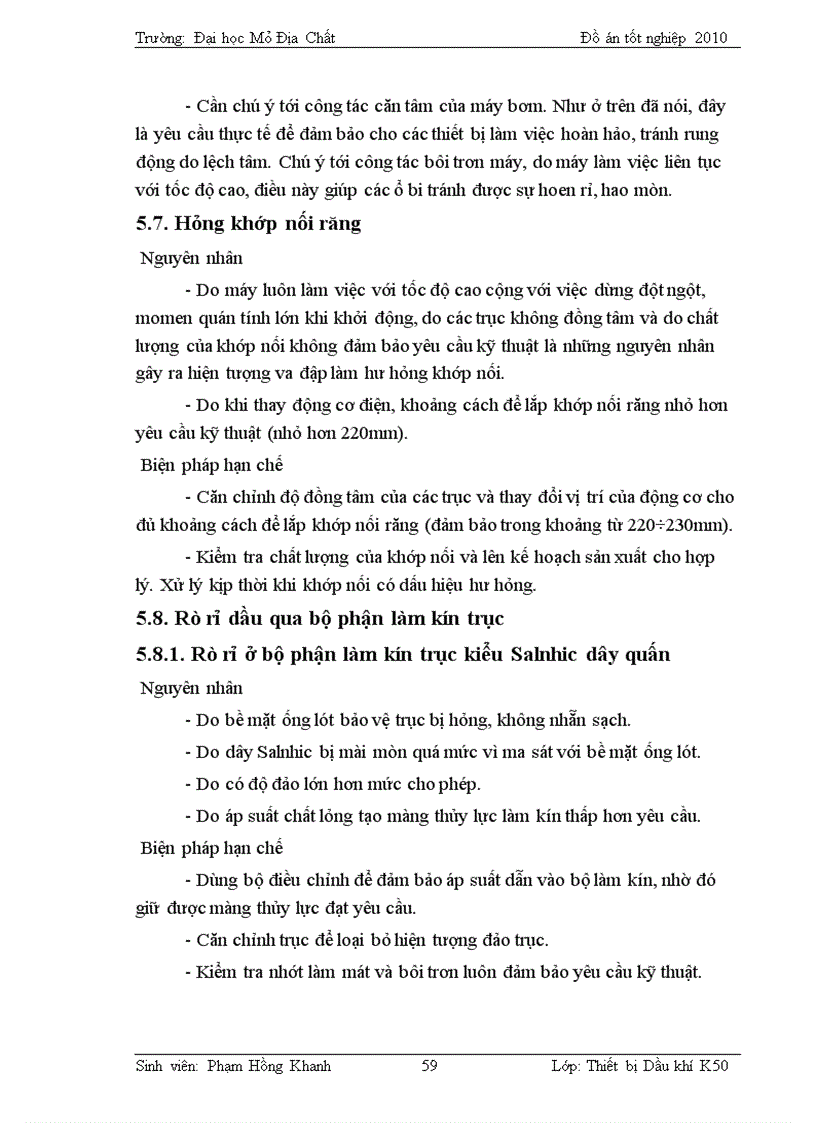 image for page Cấu tạo quy trình vận hành bảo dưỡng sửa chữa bơm ly tâm vận chuyển dầu NPS 65 35 500 tại mỏ Bạch Hổ với chuyên đề Một số hư hỏng và biện pháp hạn chế
