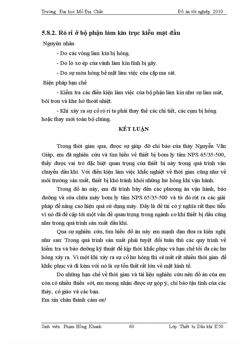 image for page Cấu tạo quy trình vận hành bảo dưỡng sửa chữa bơm ly tâm vận chuyển dầu NPS 65 35 500 tại mỏ Bạch Hổ với chuyên đề Một số hư hỏng và biện pháp hạn chế