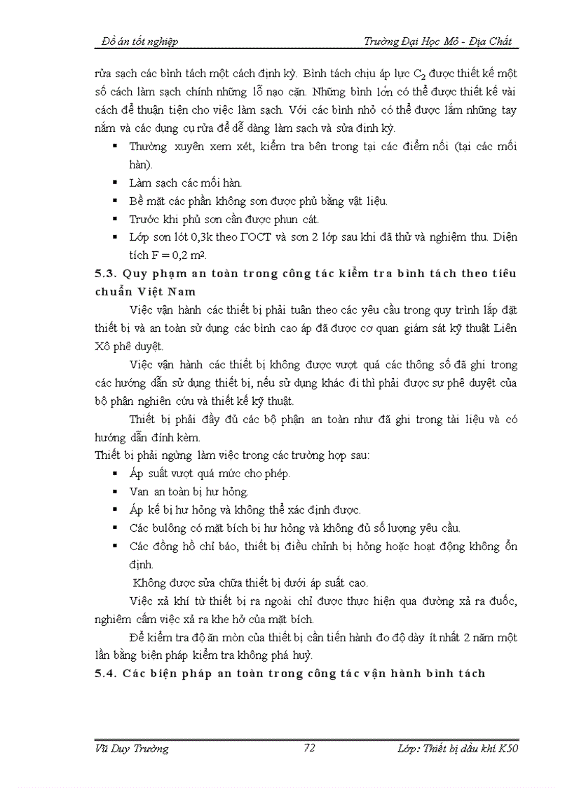 image for page Quy trình lắp đặt vận hành bảo dưỡng và sửa chữa bình tách chịu áp lực ở mỏ Bạch Hổ Chuyên đề Các biện pháp kỹ thuật nhằm nâng cao hiệu quả sử dụng của bình tách