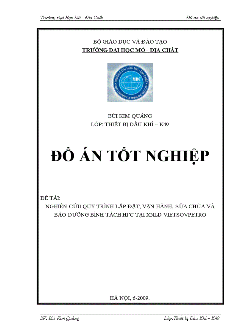 image for page Nghiên cứu quy trình lắp đặt vận hành sửa chữa và bảo dưỡng bình tách hгc tại xnld vietsovpetro