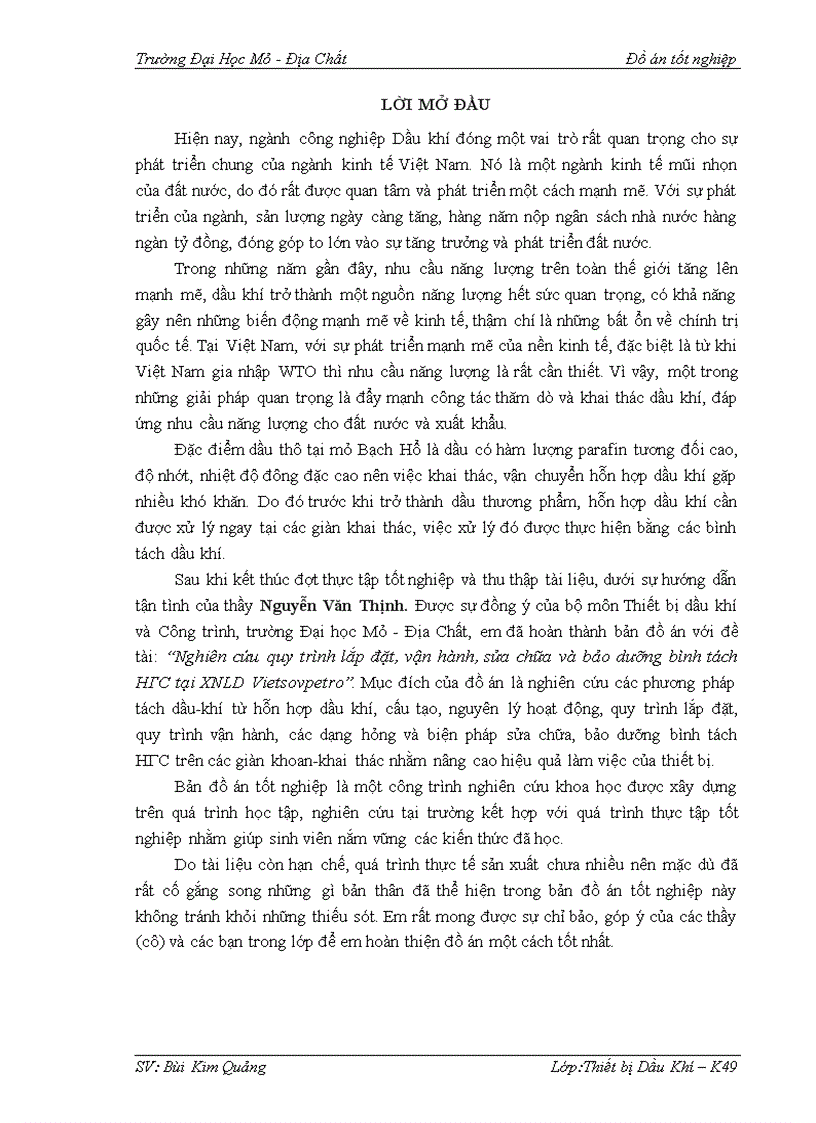 image for page Nghiên cứu quy trình lắp đặt vận hành sửa chữa và bảo dưỡng bình tách hгc tại xnld vietsovpetro
