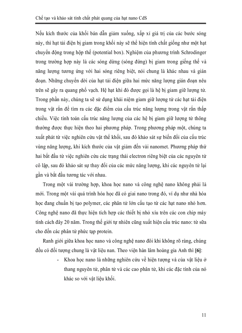 image for page Chế tạo và khảo sát tính chất phát quang của hạt nano CdS