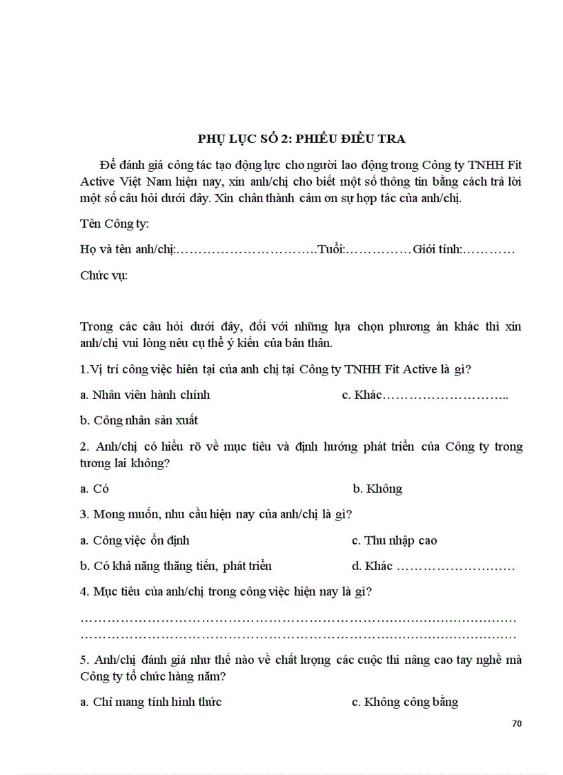 image for page Hoàn thiện công tác tạo động lực cho người lao động tại Công ty TNHH Fit Active Việt Nam