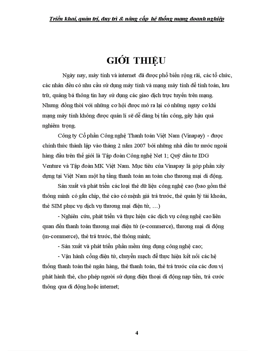 image for page Triển khai quản trị duy trì nâng cấp hệ thống mạng tại công ty VINAPAY các vấn đề mạng LAN và bảo mật