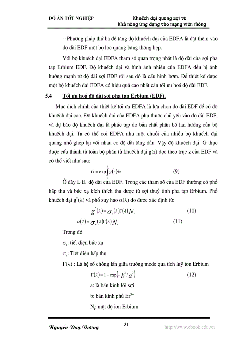 image for page Khuếch đại quang sợi và khả năng ứng dụng vào mạng viễn thông
