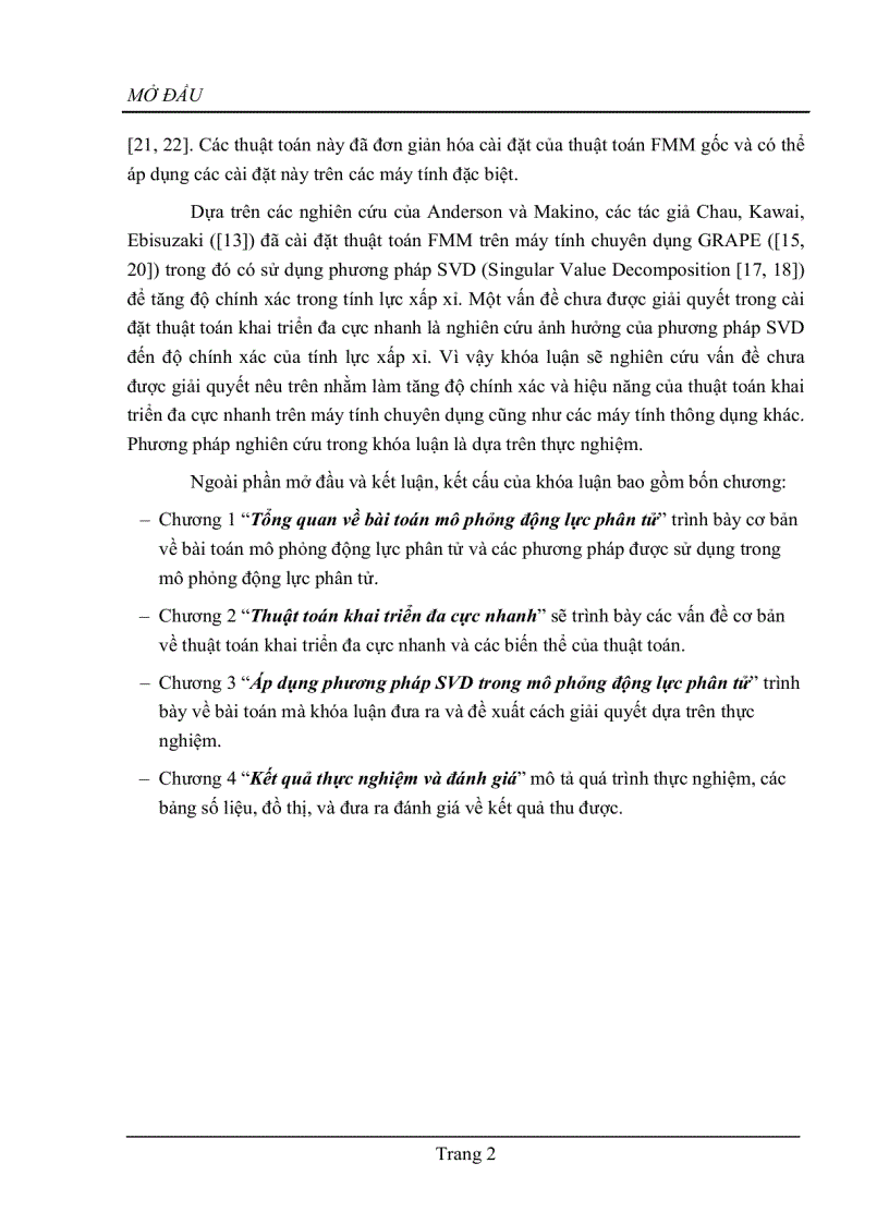 image for page Áp dụng phương pháp SVD tính lực xấp xỉ trong bài toán mô phỏng động lực phân tử