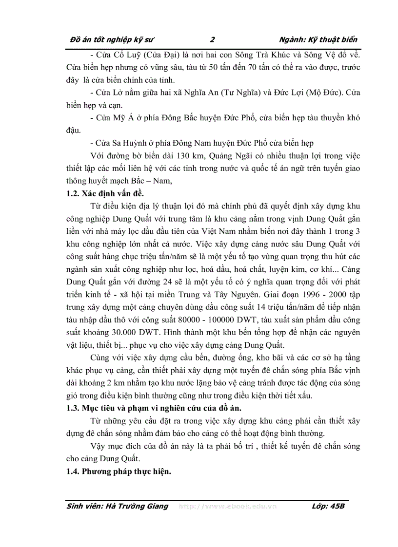 image for page Tính toán thiết kế tuyến đê chắn sóng cho cảng Dung Quất