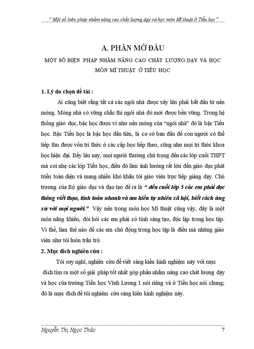 image for page Một số biên pháp nhằm nâng cao chất lượng dạy và học môn Mĩ thuật ở Tiểu học