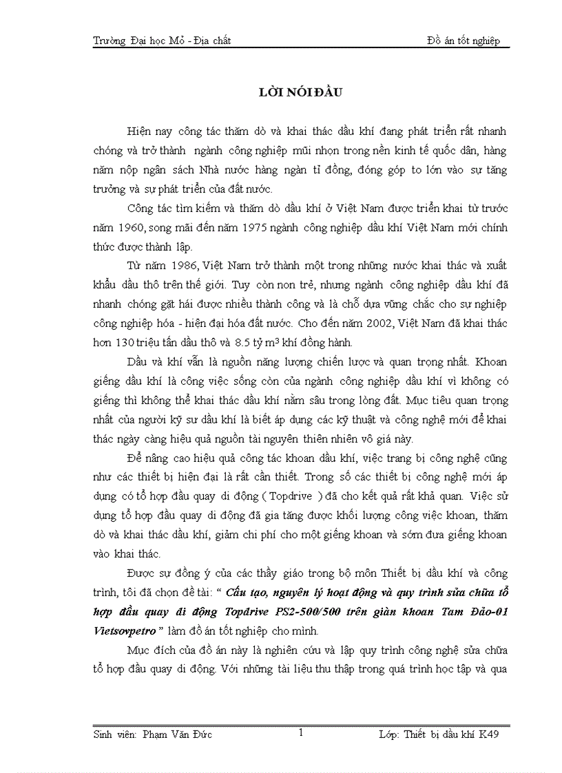 image for page Cấu tạo nguyên lý hoạt động và quy trình sửa chữa tổ hợp đầu quay di động Topdrive PS2 500 500 trên giàn khoan Tam Đảo 01 Vietsovpetro