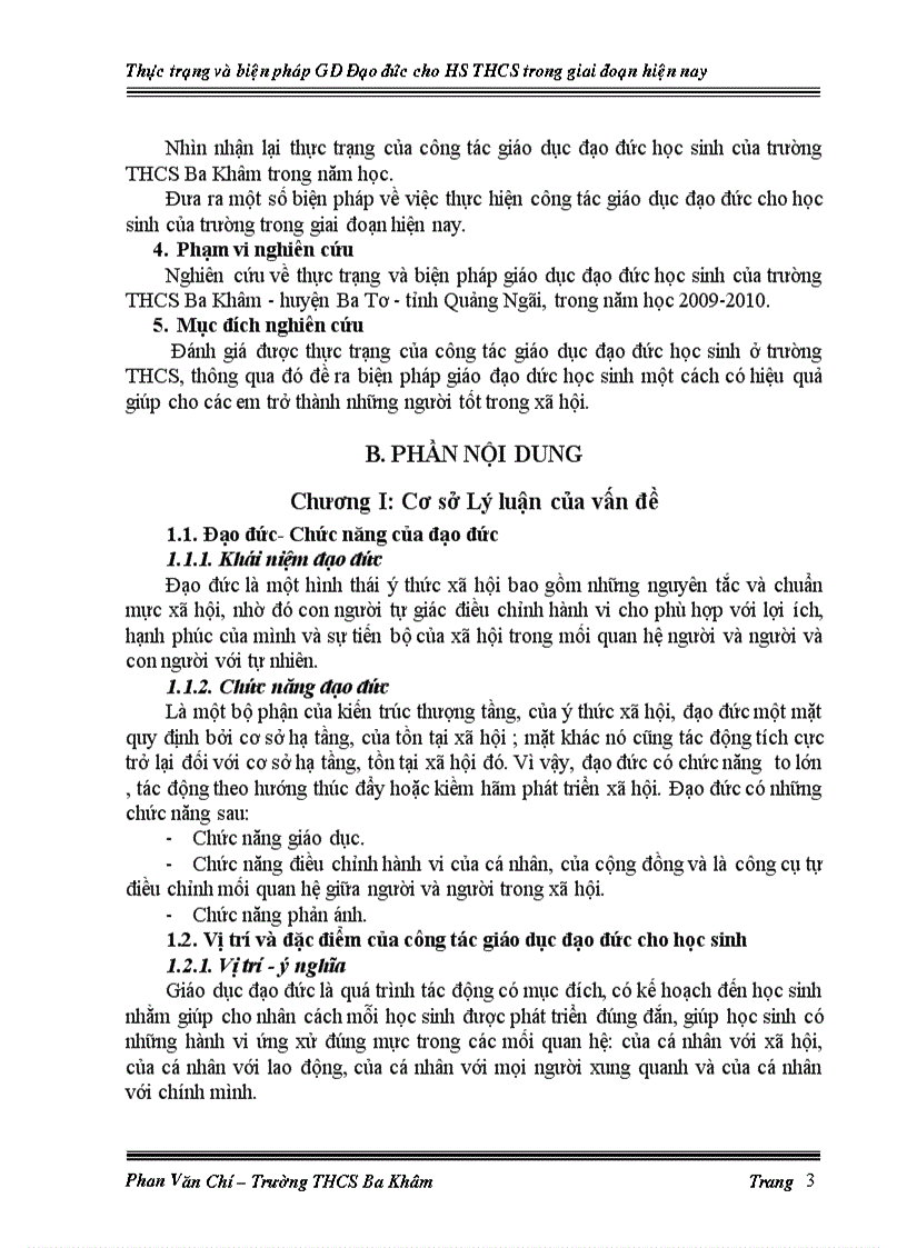 image for page Thực trạng và biện pháp giáo dục đạo đức cho học sinh của Trường THCS Ba Khâm