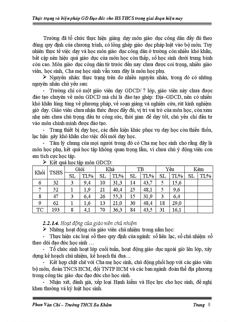 image for page Thực trạng và biện pháp giáo dục đạo đức cho học sinh của Trường THCS Ba Khâm