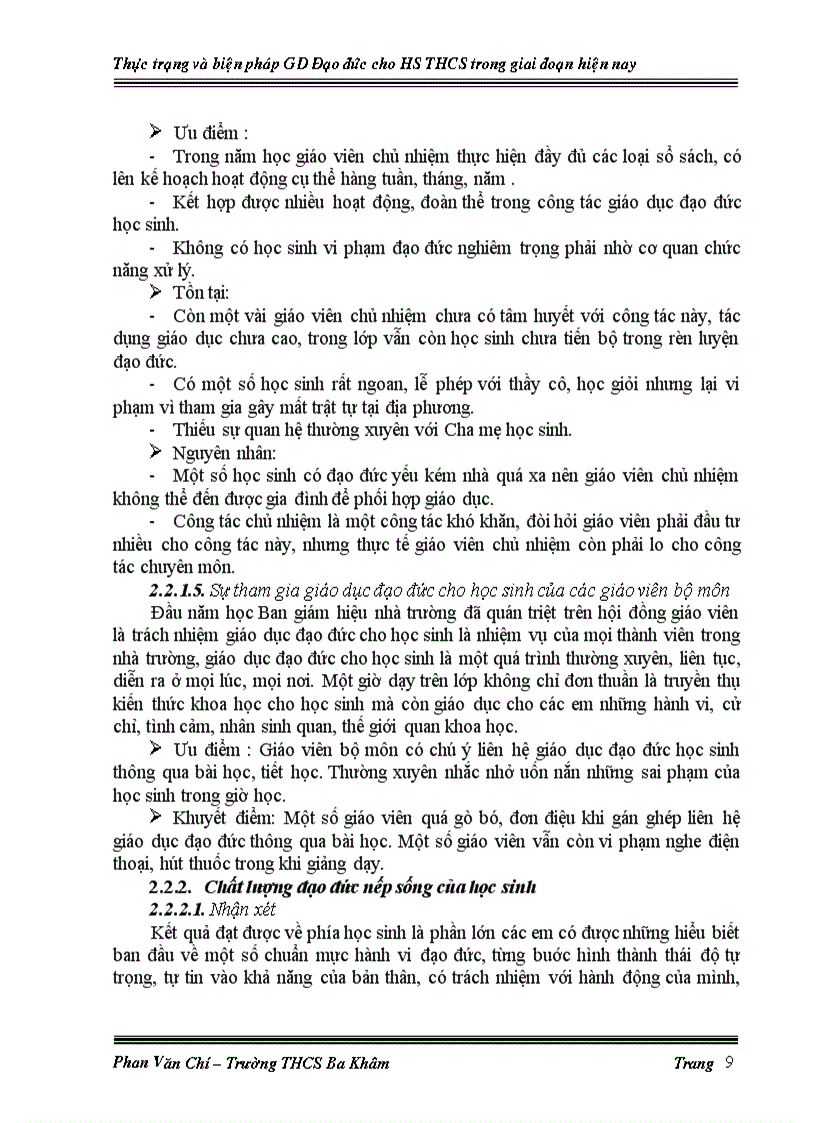 image for page Thực trạng và biện pháp giáo dục đạo đức cho học sinh của Trường THCS Ba Khâm