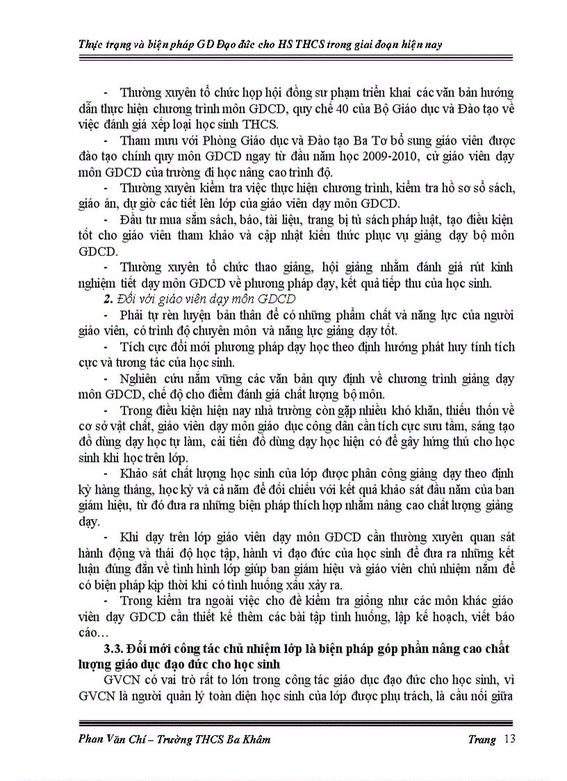image for page Thực trạng và biện pháp giáo dục đạo đức cho học sinh của Trường THCS Ba Khâm